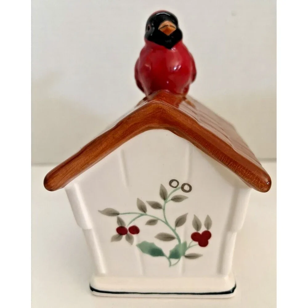 Pfaltzgraff Winterberry Cardinal Birdhouse Scrubby Holder Sponge Caddy 5098856